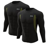 CL convallaria 2 or 4 Pack Mens Thermal Underwear Shirt Fleece Lined Long Johns Base Layer Tops Cold Weather Athletic Sport Gear 2pc Black-Black 4XL
