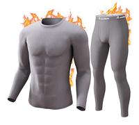 CL convallaria Long Johns Thermal Underwear for Men Soft Fleece Lined Base Layer Cold Weather Top Bottom Set Gray-XL