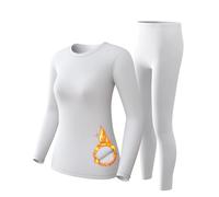 CL convallaria Long Johns Thermal Underwear for Women Fleece Lined Base Layer Set Top and Bottom for Cold Weather XS-4XL,XX-Large White