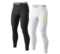 CL convallaria Men's Thermal Pants Fleece Lined Long Johns Compression Bottom Athletic Base Layer Cold Weather Gear 2pc Black-White M