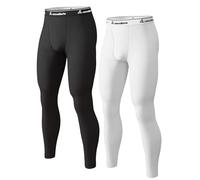 CL convallaria Men's Thermal Pants Fleece Lined Long Johns Compression Bottom Athletic Base Layer Cold Weather Gear 2pc Black-White L