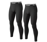 CL convallaria Men's Thermal Pants Fleece Lined Long Johns Compression Bottom Athletic Base Layer Cold Weather Gear 2pc Black-Black M