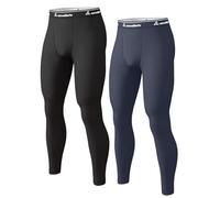 CL convallaria Men's Thermal Pants Fleece Lined Long Johns Compression Bottom Athletic Base Layer Cold Weather Gear 2pc Black-Charcoal 2XL