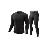 CL convallaria Men's Thermal Underwear Set Ultra Soft Fleece Lined Long Johns Winter Gear Base Layer Top and Bottom Set Sport Style Black