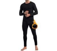 CL convallaria Thermal Underwear for Men Long Johns Soft Fleece Lined Base Layer Cold Weather Top Bottom Set Black-3XL