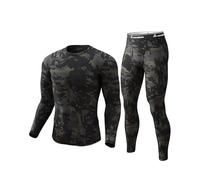 CL convallaria Thermal Underwear for Men Long Johns Soft Fleece Lined Base Layer Cold Weather Top Bottom Set Camo Black-4XL