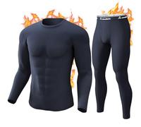 CL convallaria Thermal Underwear for Men Long Johns Soft Fleece Lined Base Layer Cold Weather Top Bottom Set Charcoal-XL