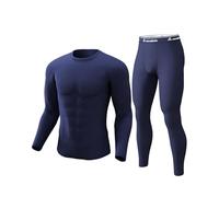 CL convallaria Thermal Underwear for Men Long Johns Soft Fleece Lined Base Layer Cold Weather Top Bottom Set Navy Blue-4XL