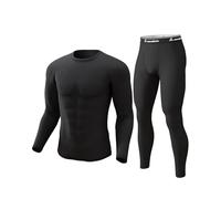 CL convallaria Thermal Underwear for Men Long Johns Soft Fleece Lined Base Layer Cold Weather Top Bottom Set Black-L
