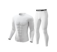 CL convallaria Thermal Underwear for Men Long Johns Soft Fleece Lined Base Layer Cold Weather Top Bottom Set White-4XL