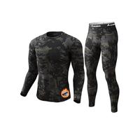 CL convallaria Thermal Underwear for Men Long Johns Soft Fleece Lined Base Layer Cold Weather Top Bottom Set Camo Black-XS