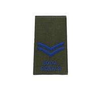 CL Distribution King's Crown Blue on Olive Green Royal Signals Rank Slide/Epaulette - Corporal