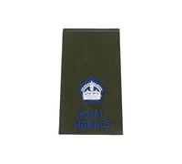 CL Distribution King's Crown Blue on Olive Green Royal Signals Rank Slide/Epaulette - Major