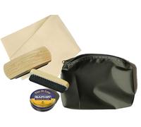 CL Distribution Military Boot/Shoe Cleaning Kit - Saphir Dark Brown Polish - Selvyt Cloth - 2 Large Brushes - Zipped Green Pouch