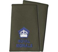 istribution PAIR Blue on Olive Green King's Crown C3R Royal Signals Rank Slides/Epaulettes - Major