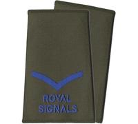 istribution PAIR Blue on Olive Green Royal Signals Rank Slides/Epaulettes - Lance Corporal