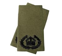 istribution Pair of King's Crown C3R Black on OD Olive Green Rank Slides Epaulettes - WO2 RQMS