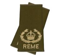 istribution REME Rank Slides, WO2 RQMS Rank, King's Crown, C3R, Olive Green, Polycotton, One Size, Pair