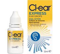 Cl-Ear Express Ear Drops - Dual Action Ear Wax Removal, Softens and Breaks Up Hardened Ear Wax, Easy Squeeze Dropper, Reduces The Need for Syringing - Audiologist Recommended - 12 ml (1 Pack)
