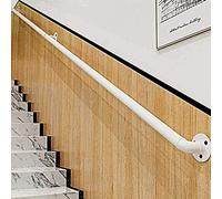 CL-ZZZ 30cm-600cm Wall Mounted Banister Rail Kit, Handrail for Stairs Indoor Outdoor Steps, White Metal Wrought Iron Staircase Railings External Handrail (Size : 3ft/90cm)