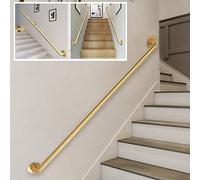 CL-ZZZ Modern Stairs Handrail Brackets Kit, Gold Banister Railing Rail Support Metal Wrought Iron Indoor and Outdoor Loft Corridor Porch Deck Guardrail (Size : 8ft/240cm)