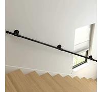 CL ZZZ Wrought Iron Staircase Banister 3m/3.6m/4m/5.4m Black Metal il for Indoor/Outdoor Use Anti Skid Safety Grab Bar for Elderly & Kids Wall Mounted Railing