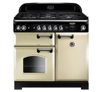 Rangemaster Classic CLA100DFFCR/C 100cm Dual Fuel Range Cooker with Gas Hob - Cream / Chrome - A/A Rated, Cream