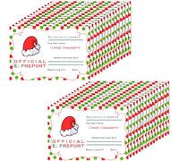 Clabby 100 Pcs Christmas Official Elf Reports Card Bulk 4 x 6 Inch Xmas Elves Notice Naughty or Nice Behavior Elf Note Elf Arrival Letter Xmas Greeting Cards for Santa Winter Student Kid