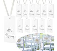 Clabby 12 Pack Reserved Chairs Signs with Ribbon for Wedding Reception Party Restaurant This Row Is Reserved Signs Hanging for Wedding Church Events Pews Chair(Ivory White)