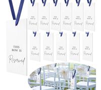 Clabby 12 Pack Reserved Chairs Signs with Ribbon for Wedding Reception Party Restaurant This Row Is Reserved Signs Hanging for Wedding Church Events Pews Chair (Navy Blue)