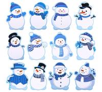 Clabby 12 Pcs Christmas Sticky Note Self Adhesive Xmas Memo Pads Winter Christmas Snowman Notepad for Xmas Holiday Work School