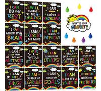 Clabby 17 Pcs Growth Mindset Posters Motivational Posters with Positive Quotes Inspirational Bulletin Board Decorations for Teachers Students Elementary Middle School Classroom Decor(Cloud Style)