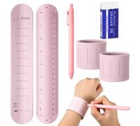 Clabby 2 Pcs 9.37 x 1.77 Inches Silicone Memo Wrist Band Kit with Ballpoint Pen and Eraser Wrist Slap Bracelet to Do List Writable Memo Wristband Reminder Bracelet for Dementia Planner Nurse(Pink)