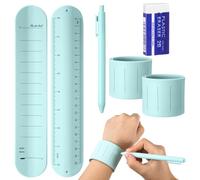 Clabby 2 Pcs 9.37 x 1.77 Inches Silicone Memo Wrist Band Kit with Ballpoint Pen and Eraser Wrist Slap Bracelet to Do List Writable Memo Wristband Reminder Bracelet for Dementia Planner Nurse(Green)