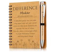 Clabby 2 Pcs Thank You Gift for Employee Colleagues Teacher Kraft Paper Notebook and Wooden Ballpoint Inspirational Notebook with Bamboo Pen Leaving Gifts Employee Appreciation Gift