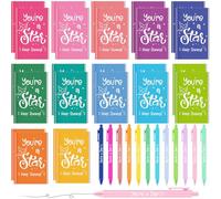 Clabby 24 Set End of Term Gifts for Students from Teachers Bulk You're a Star Keep Shining Inspirational Notebooks with Colorful Pens Gifts for Class Rewards End of Year School Leavers