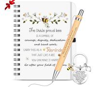 Clabby 3 Pcs Bee Inspirational Gifts for Colleague Employee Appreciation Gifts Includes Coil Notebook Motivational Pen Bee Keychain Positive Leaving Presents for Staff Coworker Teacher (Proud)