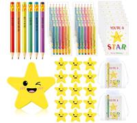 Clabby 30 Sets End of Term School Leaver of 2026 Gifts for Student Include Positive Affirmation Cards Motivational Rainbow Pencil Star Eraser Rubber and Bags Classroom Rewards Teacher to Leaver Gifts