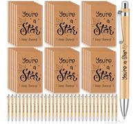 Clabby 30 Sets End of Year School Leavers Gifts Star Notebook 3'' x 5" Inspirational Wooden Pen Motivation You're a Star Keep Shining Gifts for Students from Teachers