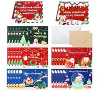 Clabby 32 Pcs Christmas Cards for School Classroom Christmas Cards with Envelopes 6.7 x 5 Inches Teaching Assistant Gifts, 5 Design