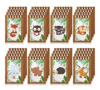 Clabby 32 Pieces Mini Notebooks for Kids Woodland Party Favors, Woodland Animal Mini Notepads Forest Animals Spiral Notebook Owl Raccoon Squirrel Rabbit Decor for Kids Classroom (Cute Style)