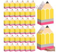 Clabby 36 Pcs Pencil Shaped Gift Bags Back to School Treat Bag for Teacher Welcome Pencil Shaped Candy Favor Popcorn Bags Cookie Box First Day of School Party Favors Supplies for Classroom Decoration