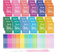 Clabby 36 Set End of Term Gifts for Students from Teachers Bulk You're a Star Keep Shining Inspirational Notebooks with Colorful Pens Gifts for Class Rewards End of Year School Leavers