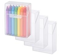 Clabby 4 Pcs Plastic Crayon Organizer Boxes for 24 Count Crayons Kids Art Supply Storage Case Box with Lid, Portable Holder for Classroom Home, Fits Standard 24-pack Crayon (Clear)