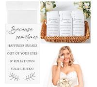 Clabby 48 Pack Wedding Tissues Packs for Guests Happy Tears Tissues 3 Ply for Wedding Welcome Guest Bag Gift Custom Holder Party Favors(White)