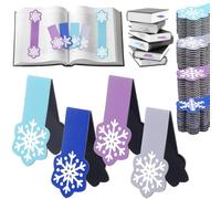 Clabby 48 Pcs 4 Style Mini Size Snowflake Magnetic Bookmarks Winter Snowflake Page Clip Magnet Book Page Markers Set with Magnet Book Marker for Lovers Winter Party Supplies Christmas Reading Gifts