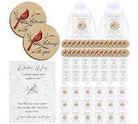 Clabby 50 Set Funeral Favors Celebration of Life Favors Wooden Red Cardinal Pocket Hug Token Funeral Prayer Card Organza Bag Cardinal Memorial Gift for Guests Family Prayer Church Favor Decorations