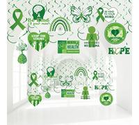 Clabby 52 Pcs Mental Health Awareness Month Decor Double-Sided Mental Health Month Hanging Swirls Motivational Green Awareness Ceiling Decor for Office Charitable Activities Celebration Supplies