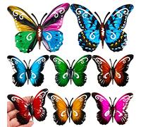 Clabby 8 Pcs Metal Butterfly Garden Ornaments Outdoor Butterfly Wall Art Decoration for Garden Outdoor Sheds Walls Fences Decor