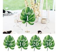 Clabby Wedding Table Numbers 1-30 Double Sided Palm Leaves Table Number with Head Card Signs for Wedding Reception Centerpieces Safari Baby Shower Hawaiian Luau Rustic Party Birthday Decor